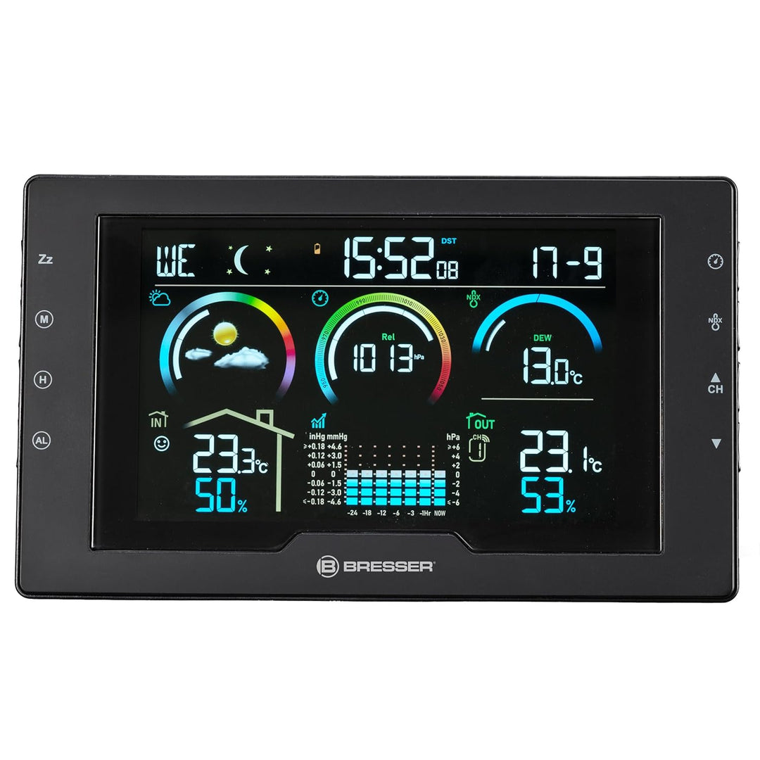 Bresser Funkwetterstation mit Aussensensor, 5,7" Display, Wettervorhersage, Luftdruck, Hitzeindex, T