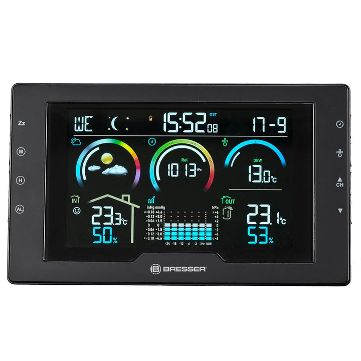 Bresser Funkwetterstation mit Aussensensor, 5,7" Display, Wettervorhersage, Luftdruck, Hitzeindex, T
