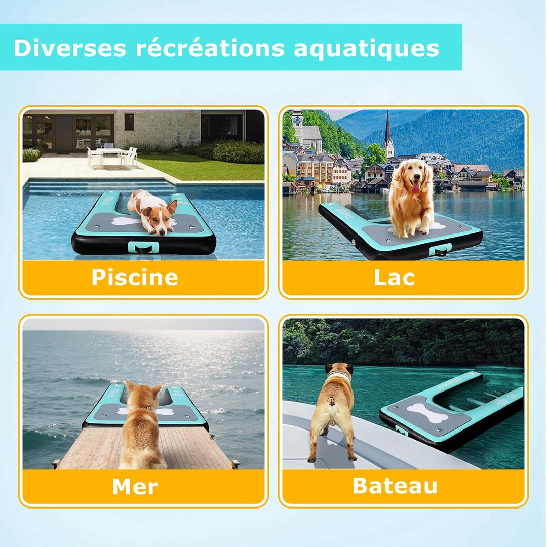 Hunde Wasserrampe Aufblasbare Hunderampe Pool 150x100cm Hundeboot Schwimminsel für Hunde Katzen bis