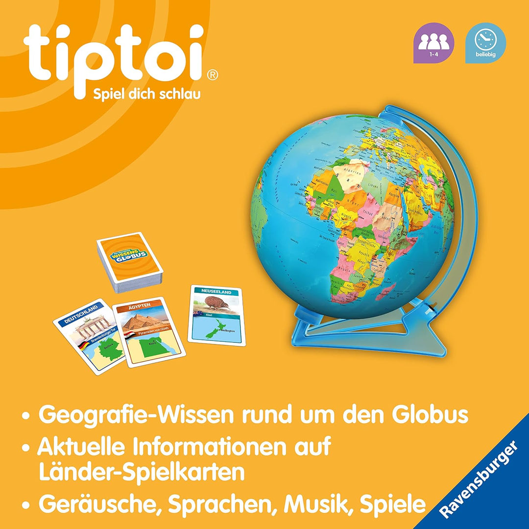 Ravensburger tiptoi Spiel 00107 - Der interaktive Wissens-Globus - Lern-Globus für Kinder ab 7 Jahre