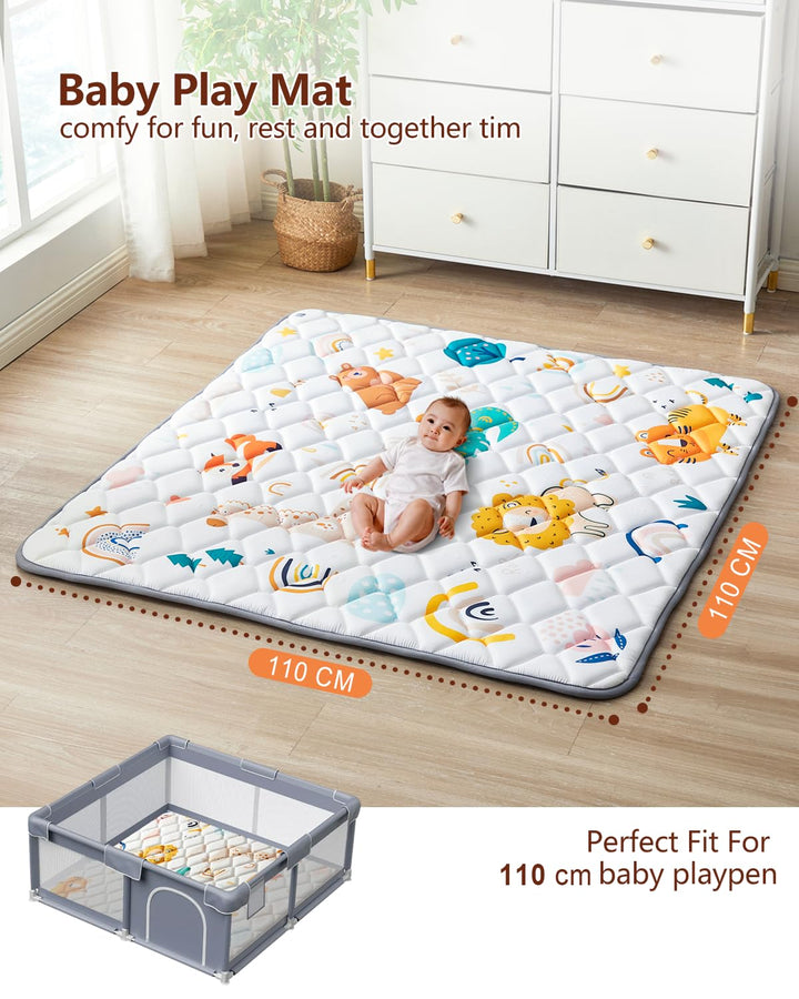 Krabbeldecke Für Baby 110 X 110CM, Krabbelmatte Babymatte Faltbar, Weich und Rutschfest Spielmatte b