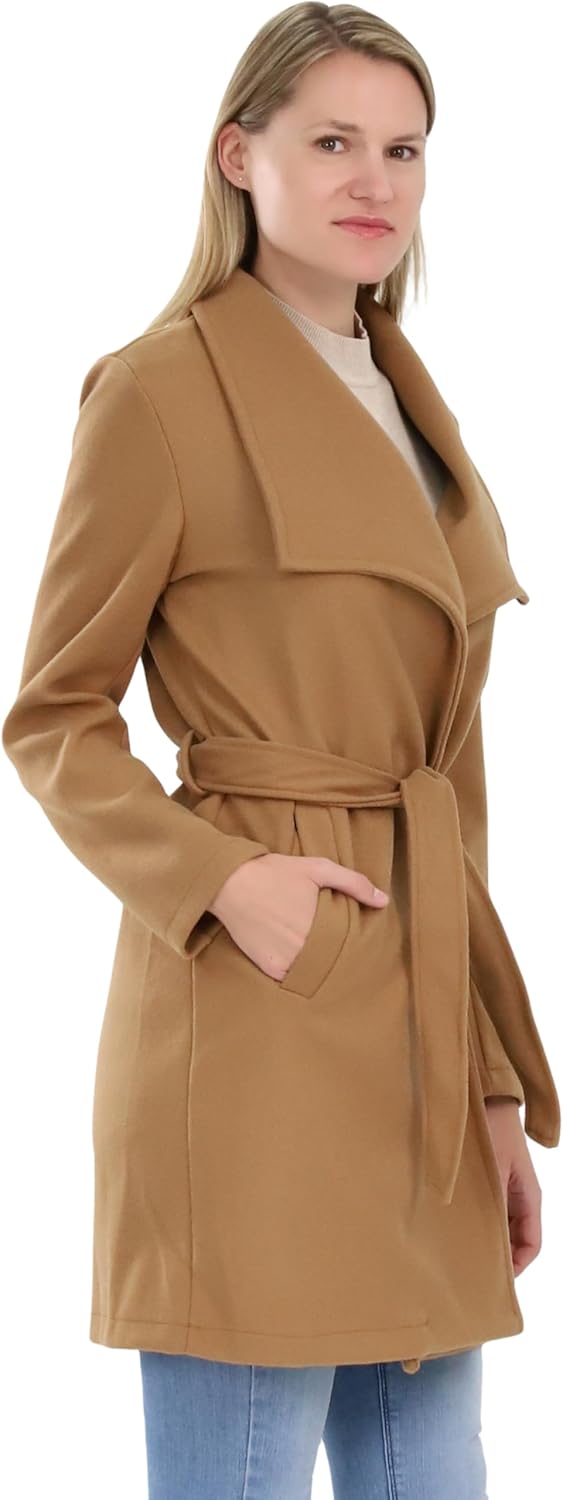 malito – Damen Trenchcoat einfarbig mit Gürtel & Taschen – klassischer Mantel für Herbst & Winter –