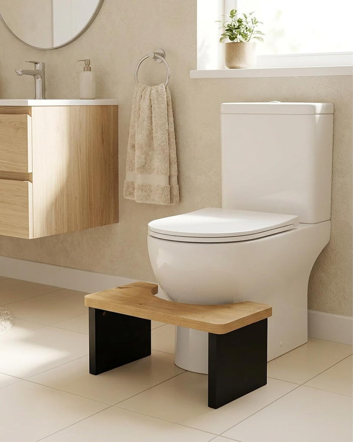 hitsuki Toilettenhocker Holz Optik 25mm Extra Dicke Fussbank Badezimmer, Toilettenhocker Erwachsene