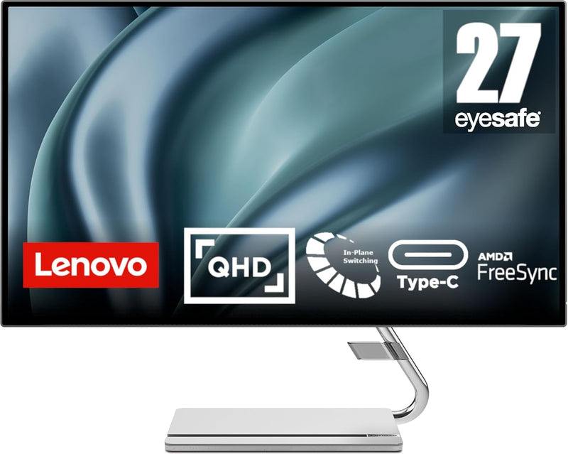 Lenovo Q27h-20 | 27" WQHD Monitor | 2560x1440 | 70Hz | 350 nits | 4ms Reaktionszeit | HDMI | Display