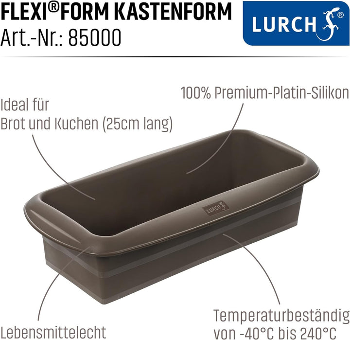 Lurch 585000 FlexiForm Kastenform 2er Set / 2 Brotbackformen aus 100% BPA-freiem Platin-Silikon, 25