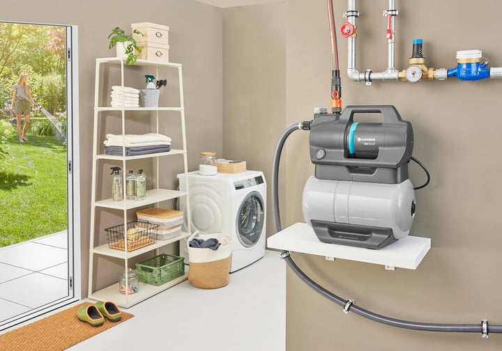 Gardena Hauswasserwerk 3800 Silent: Pumpe mit 21 l Wasserspeicher und integriertem Filter, Fördermen