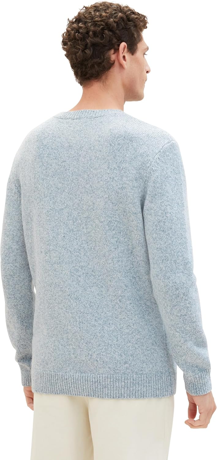 TOM TAILOR Herren Pullover, 34186 - Mint Grey White Twotone