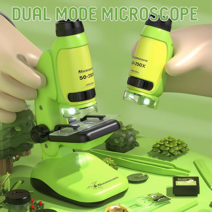 Todeco Mikroskop für Kinder, 50x-250x Taschenmikroskop, Benchtop Handmikroskop 2-in-1 mit Einstellba
