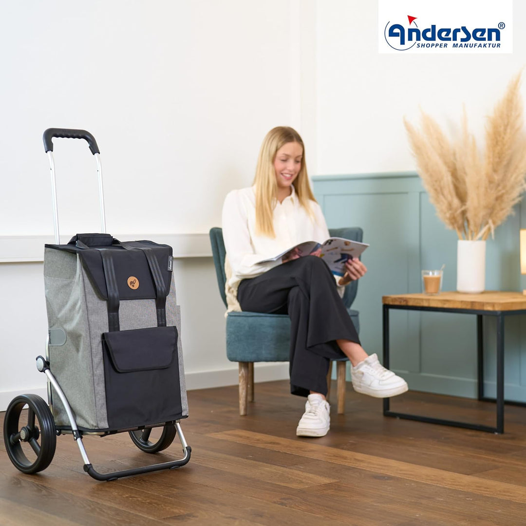 ANDERSEN Einkaufstrolley - Royal Shopper Senta 2.0 grau 49 L Einkaufswagen, stilvoll, wasserabweisen