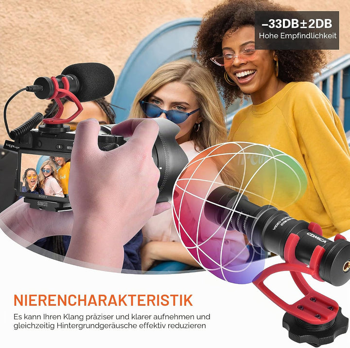 comica Kompaktes Kamera-Mikrofon CVM-VM10II Richtmikrofon mit Kondensator mit Wind Muff Mikrofon Car