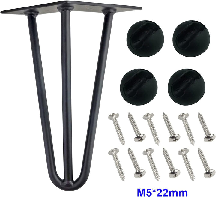 Qrity Haarnadel Tischbeine, 3-Stangen Haarnadel Füsse, DIY Black Hairpin Couchtisch Beine Heavy Duty