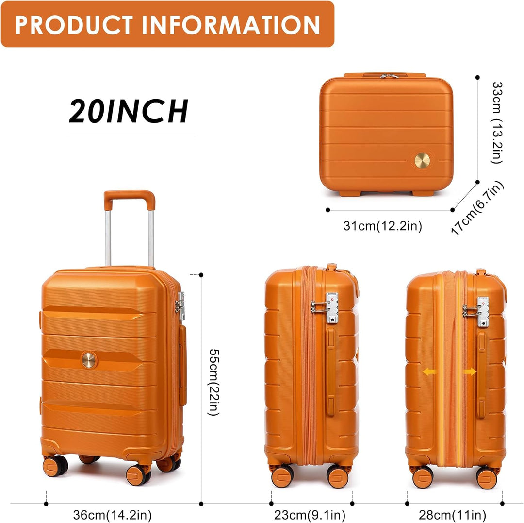 Sea choice Hartschalen Koffer Trolley Erweiterbar Kabinen Handgepäck 100% PP Leicht Reisekoffer mit