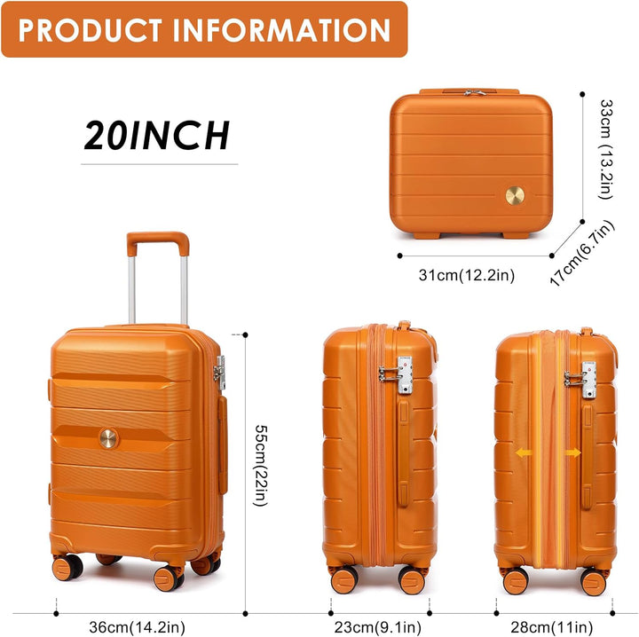 Sea choice Hartschalen Koffer Trolley Erweiterbar Kabinen Handgepäck 100% PP Leicht Reisekoffer mit