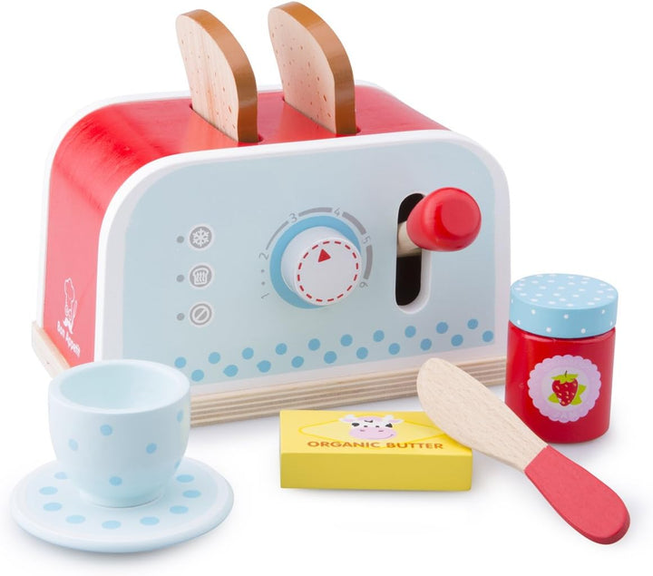 New Classic Toys 10701 New Classic Toys-10701-Kinderrollenspiele-Toaster mit Zubehör, Rot, Toaster,