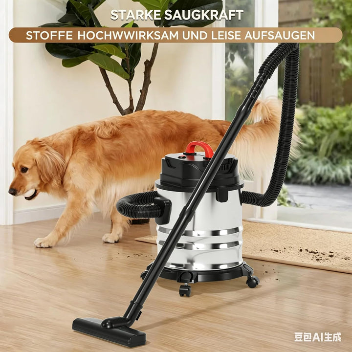 Nass- und Trockensauger 1800W, 18L Edelstahl Behälter, Allzweck Staubsauger für Teppich &amp; Glatte Böd