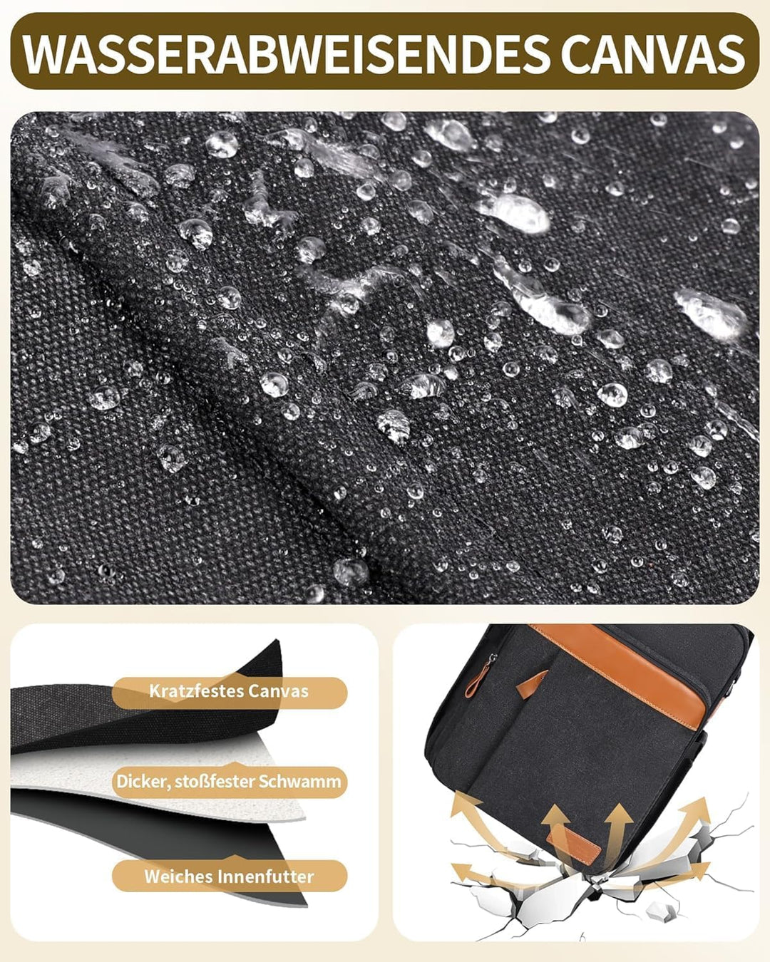 ESTARER Umhängetasche Herren, Schultertasche 13 Zoll kleine, Herrentasche Kuriertasche aus Canvas fü