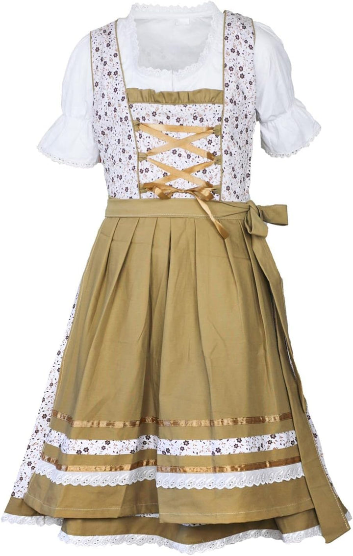 Kinder Dirndl Trachtenkleid Mädchendirndl Mimi 3 teilig, 104 Gold