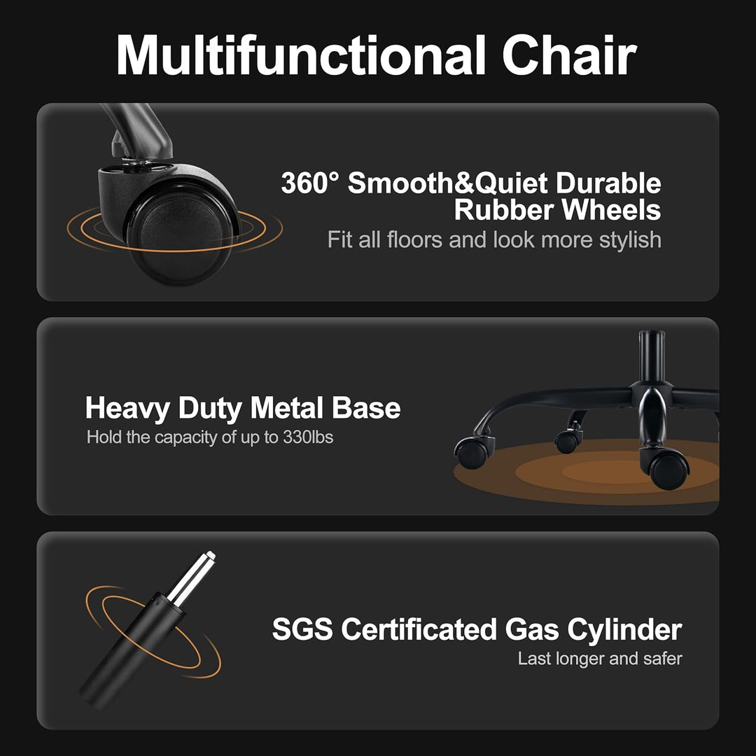 LIYURUI Bürostuhl Ergonomischer 150KG Belastbarkeit Chefsessel Stoff Flip-up Armlehnen/110° Schaukel