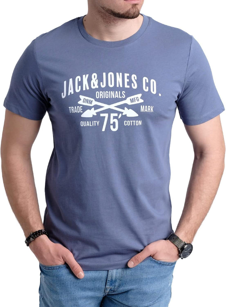 JACK & JONES Herren 5er-Set T-Shirts in verschiedenen Styles, Prints und Farben aus Baumwolle S Irin