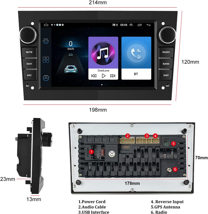 [1+32G] CAMECHO Android 13 Autoradio 2-DIN mit Navi für Opel Corsa Astra Antara Vectra Zafira Meriva