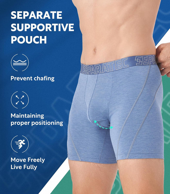 Separatec Herren Boxershorts Glattes Bambus Rayon mit getrennten Beuteln Unterwäsche 3er Pack Boxers