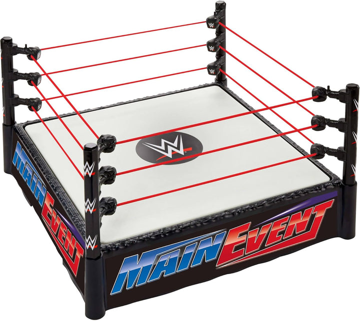 Mattel WWE Superstar-Ring mit Etiketten für Hauptkampf und RAW, Matte mit Sprungfedern und Ring mit