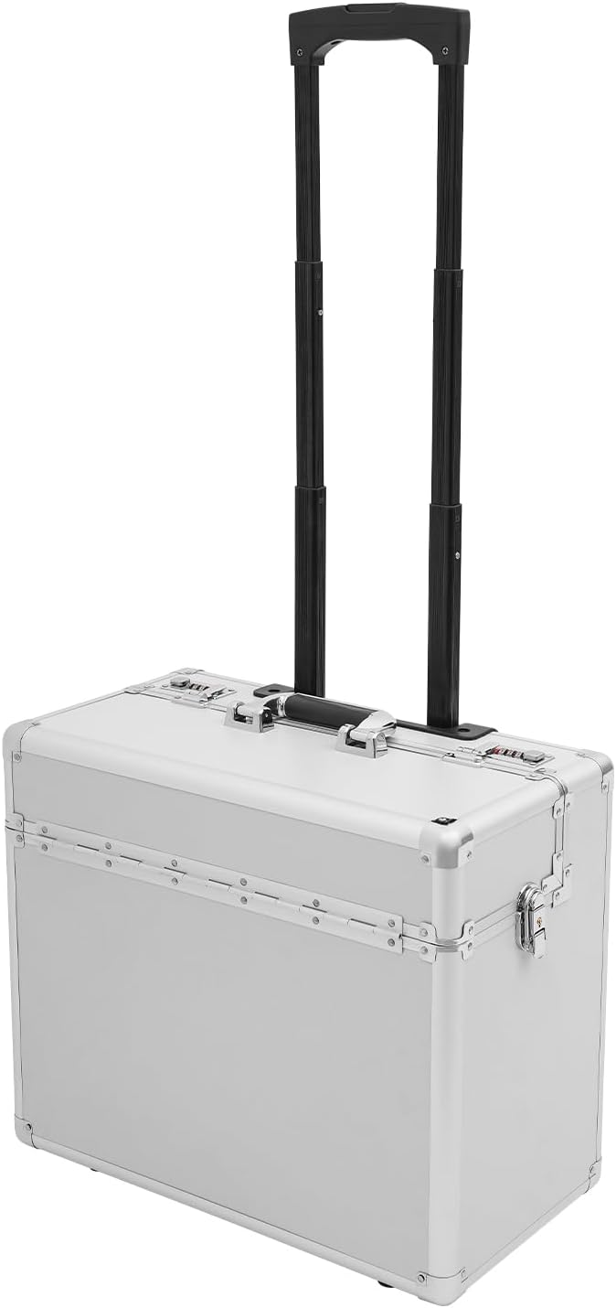 Pilotenkoffer 48,5×23×39 cmRollbarer Aktenkoffer mit Teleskopstange Rollen &amp; Kombinationsschloss Sic