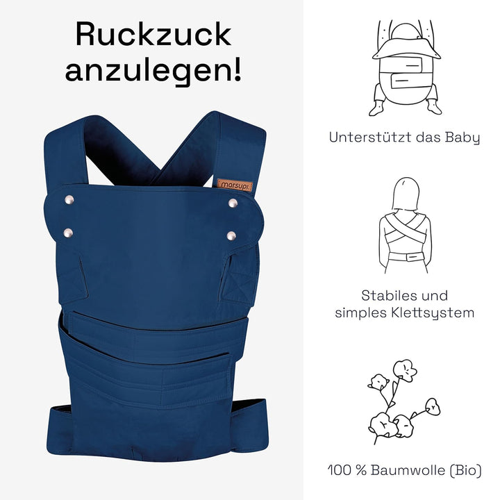 marsupi Babytrage und Neugeborenen-Trage, Version 2.0 (L, Classic/ocean) L Classic / ocean, L Classi