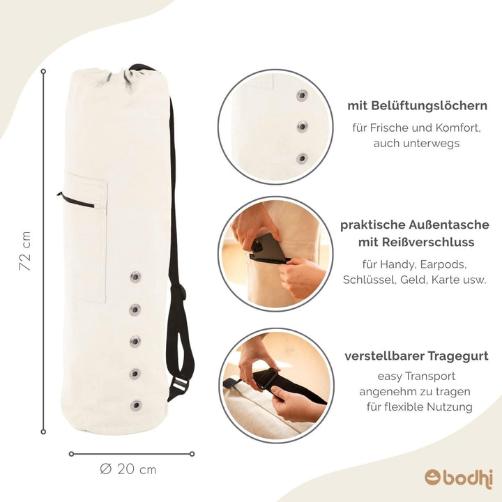 Yogatasche CANVAS Bag, grosse Yogamattentasche aus Baumwolle, Seesack, strapazierfähig, anthrazit Na