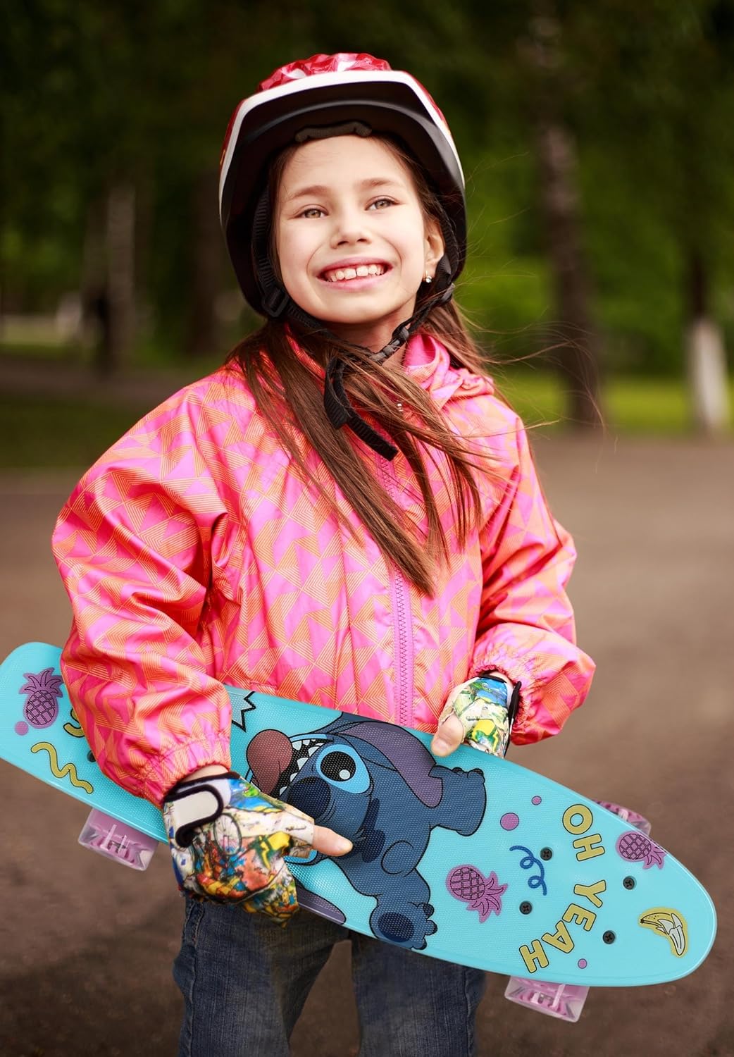 Paw Patrol Chase Holz Skateboard für Jungen 61cm, rutschfestes Brett 20-50kg Stitch 2, Stitch 2