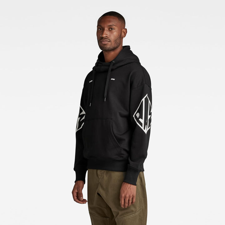 G-STAR Herren Sleeve Graphics Oversized Hoodie Sweats XS Schwarz (Dk Black D22321-a613-6484), XS Sch