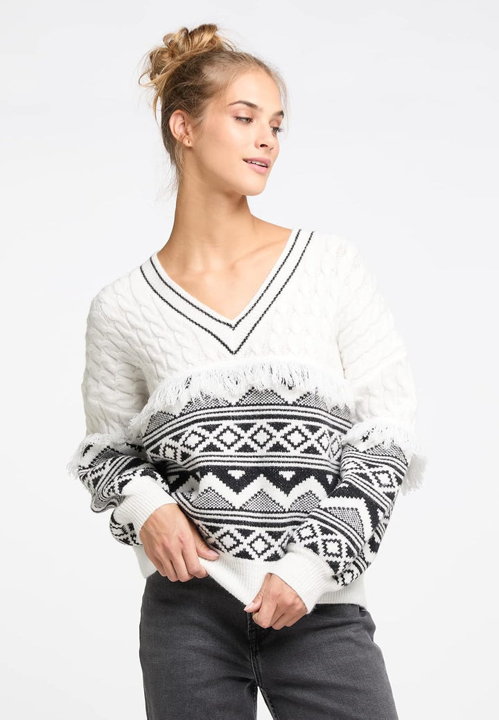 IZIA Damen Strick Pullover XL-XXL Wollweiss, XL-XXL Wollweiss