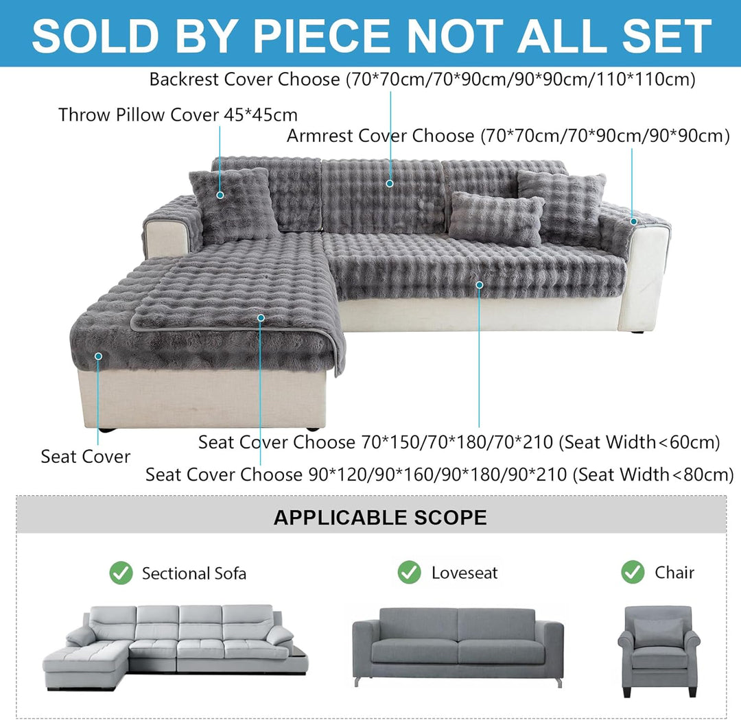 TOPCHANCES Weiche Dicke Plüschsofa Kissenbezüge - Neue rutschfeste Sofaabdeckungen 1 2 3 Sitzer Couc