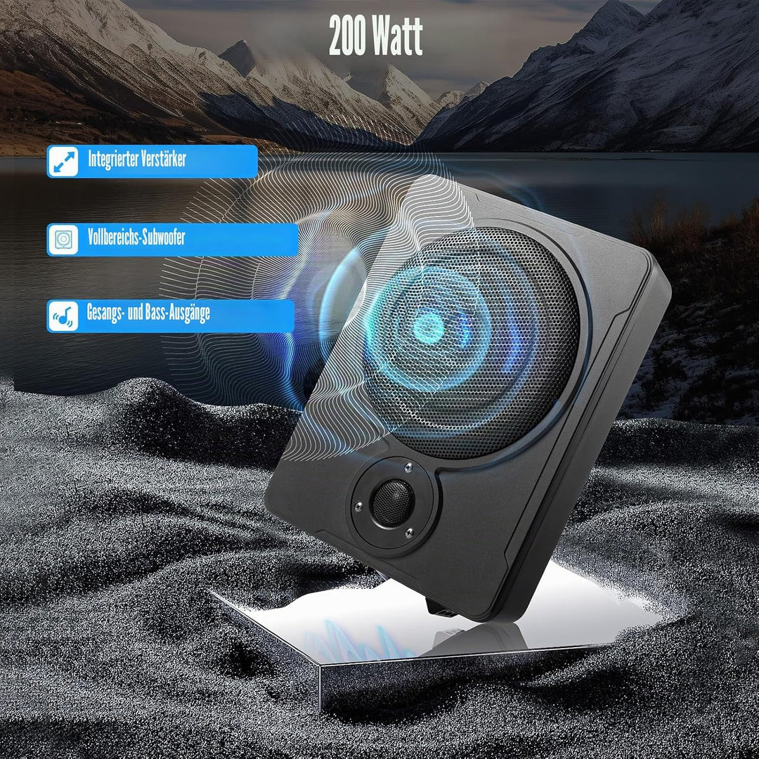 Subwoofer Auto mit Dualmodus, Ultradünner Aktiv 8 Zoll Aktivsubwoofer mit LED Anzeigeleuchte, Auto U