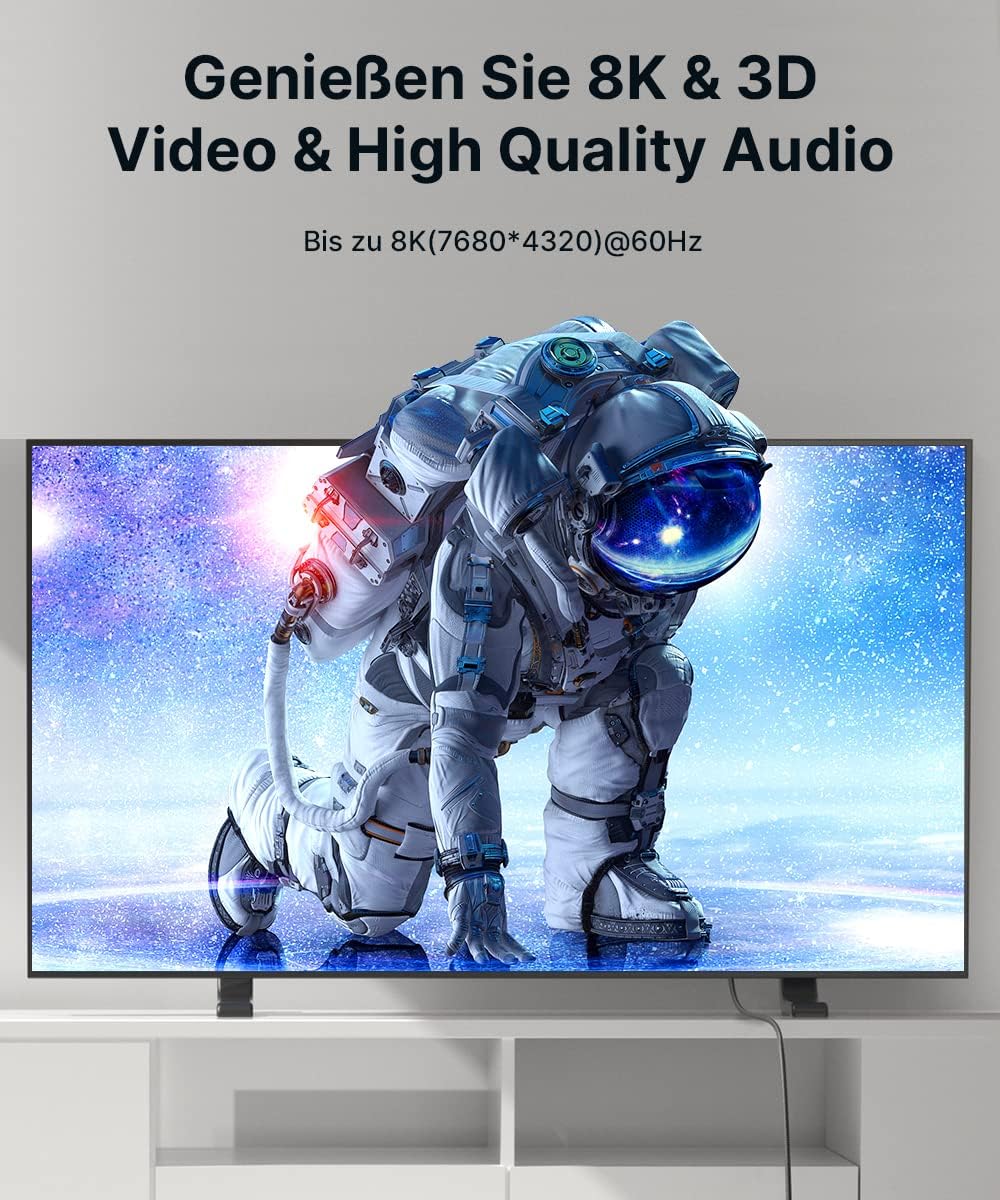 JSAUX 8K HDMI Kabel 1meter 2 Stück, HDMI 2.1 Kabel 48Gbps Highspeed HDMI Kabel, 4K @ 120Hz 144Hz, 8K