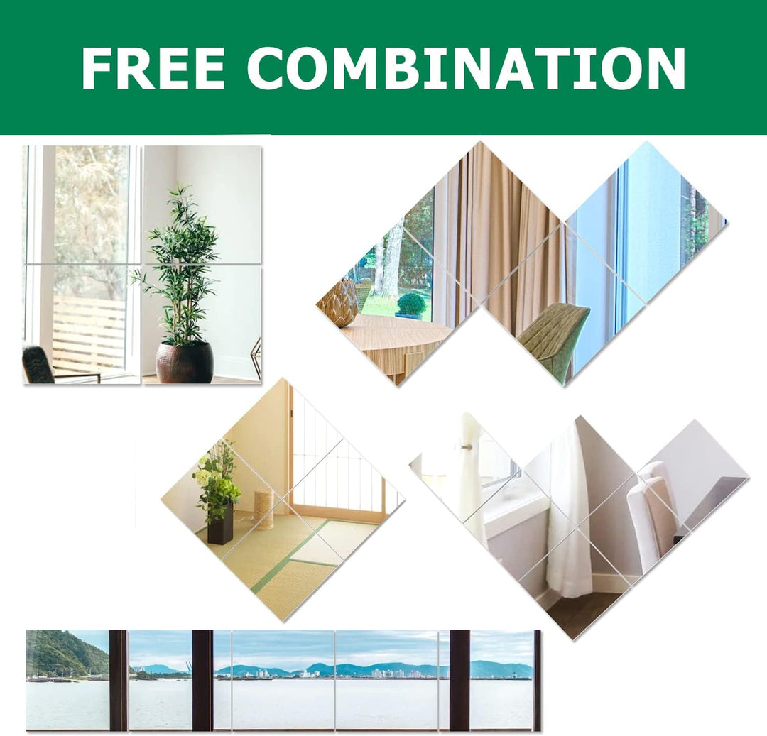 JMITHA Selbstklebende Fliesenspiegel Wandspiegel Spiegelfliesen Selbstklebend HD Glas Spiegel Wandau