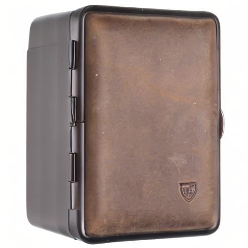 Zigarettenetui Soft Leder Dunkelbraun Rahmen schwarz 14er mit Gummiband - in EP - Made in Germany