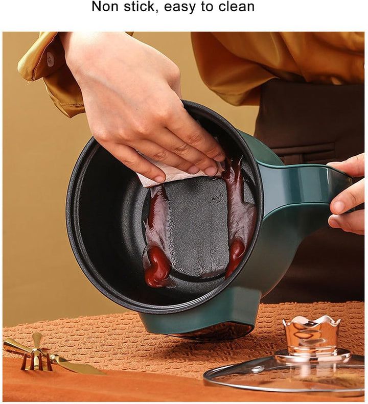 Elektrischer Hot Pot, Tragbarer Kochtopf 1,8 L, 600 W, Nudel-Ramen-Topf mit Timer-Funktion für Zuhau
