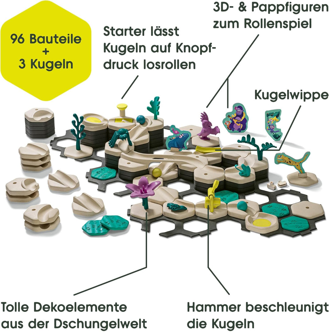 Ravensburger GraviTrax Junior Starter-Set L Jungle -Erweiterbare Kugelbahn für Kinder, Murmelbahn üb