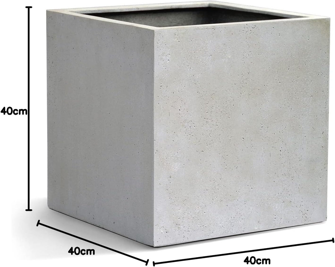 ESCHBACH® Pflanzkübel Cube 40 Creme Weiss Quadratisch * 40 x 40 x 40 cm * 10 Jahre Garantie 40x40x40