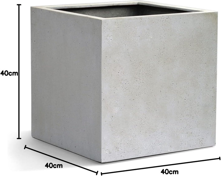 ESCHBACH® Pflanzkübel Cube 40 Creme Weiss Quadratisch * 40 x 40 x 40 cm * 10 Jahre Garantie 40x40x40
