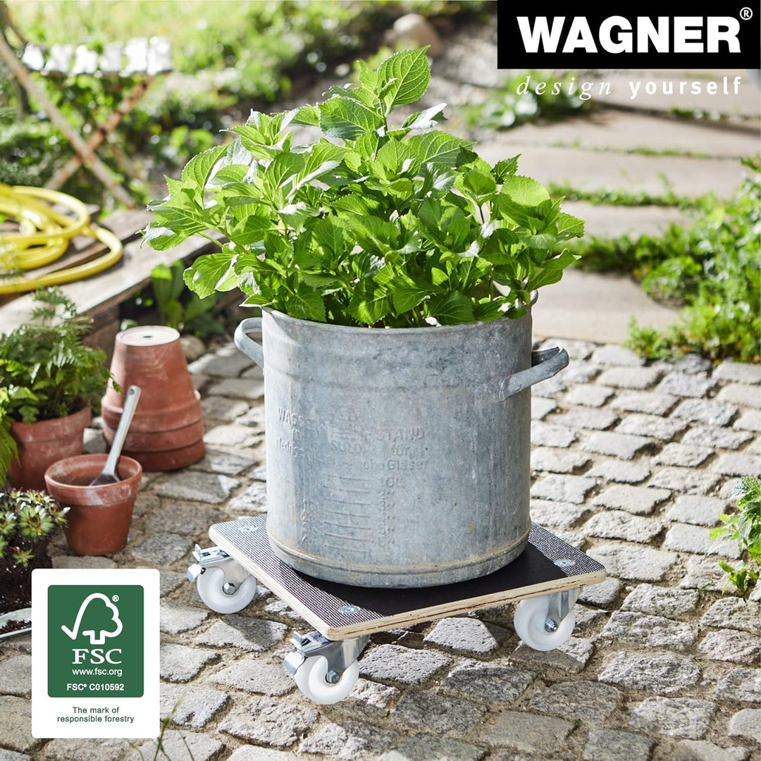 Wagner Pflanzenroller Maxigrip 38 x 38 x 11 cm I Kübelroller f. Aussenbereich + Innenbereich I Trans