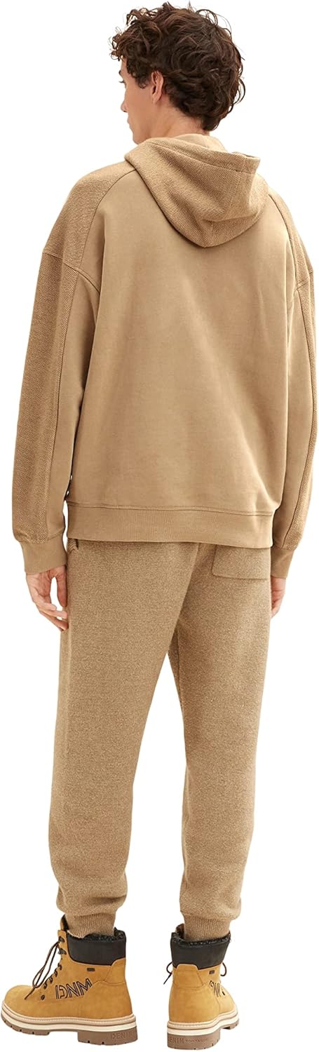 TOM TAILOR Denim Herren Hoodie mit Struktur L 12912 - Splashed Clay Beige, L 12912 - Splashed Clay B