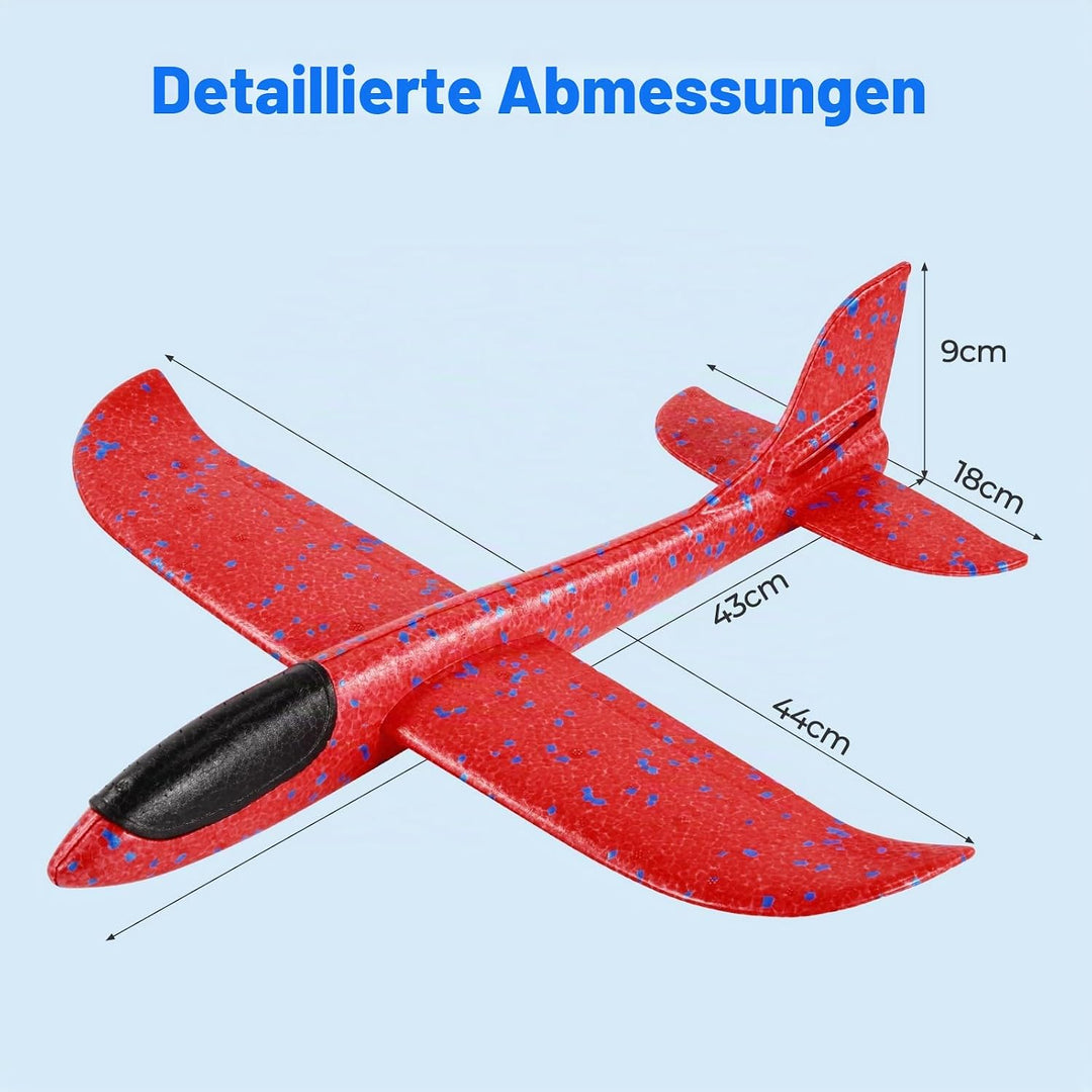 XXL 2 Stücke 44cm Styroporflieger Kinder,Flieger Styropor Flugzeug Styropor Kinder,Wurfgleiter Flieg
