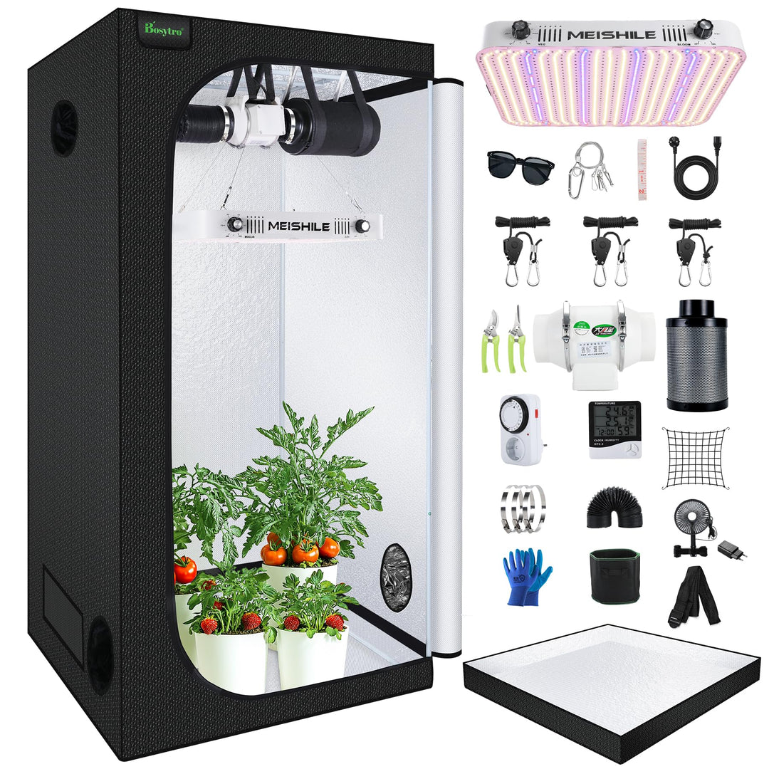 Growzelt Komplettset, Led Grow Tent Kit, 200W LED Grow Lampe Vollspektrum,Komplettes Hydroponics 600