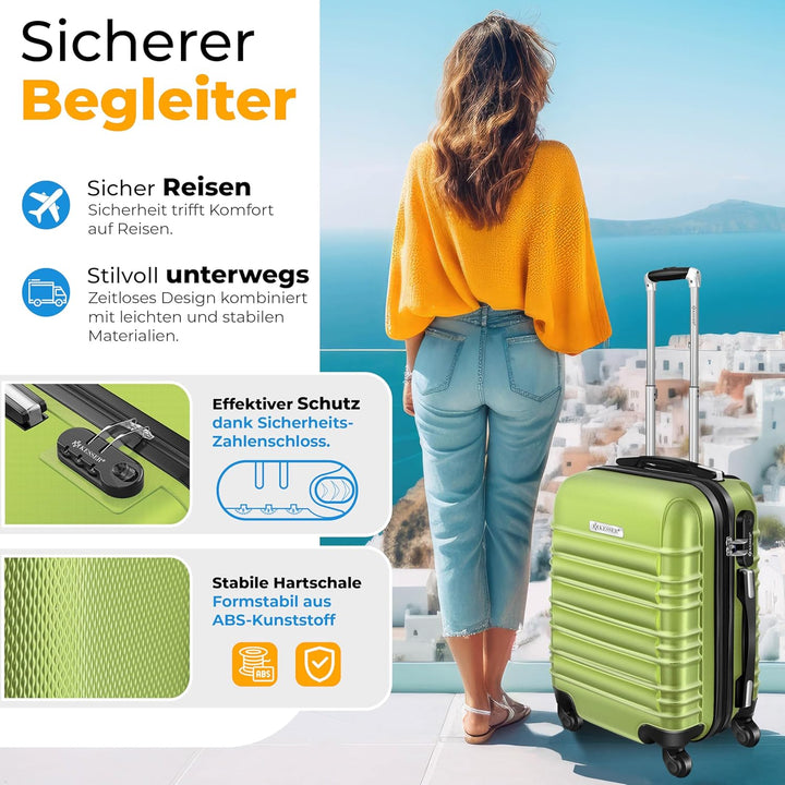 KESSER® Handgepäck Reisekoffer 55L Hartschalen-Koffer Inkl. Kofferwaage + Gepäckanhänger | Trolley G