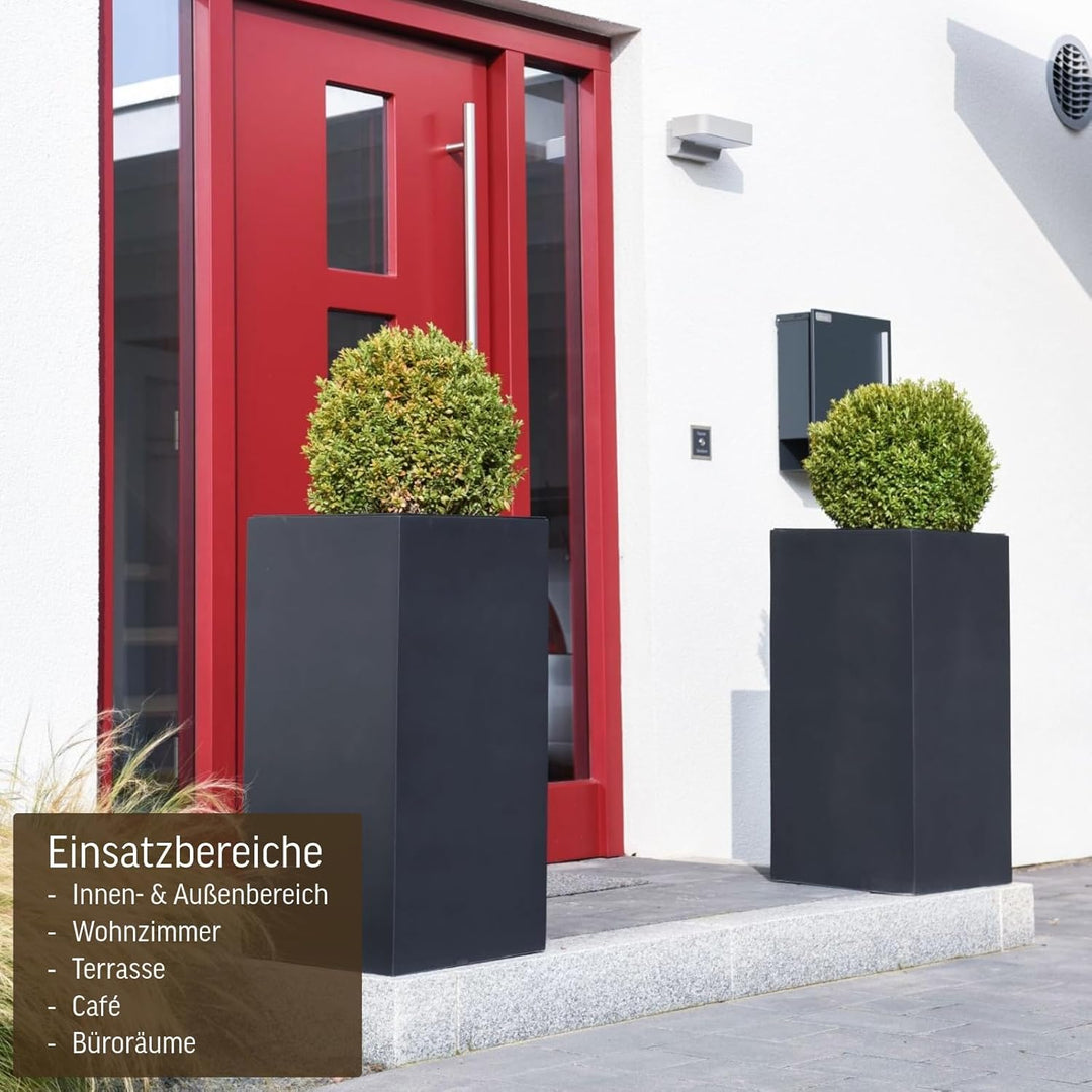 VIVANNO Pflanzkübel Blumenkübel Übertopf Säule Fiberglas Anthrazit Block 80x40x40, 80x40x40 cm Anthr