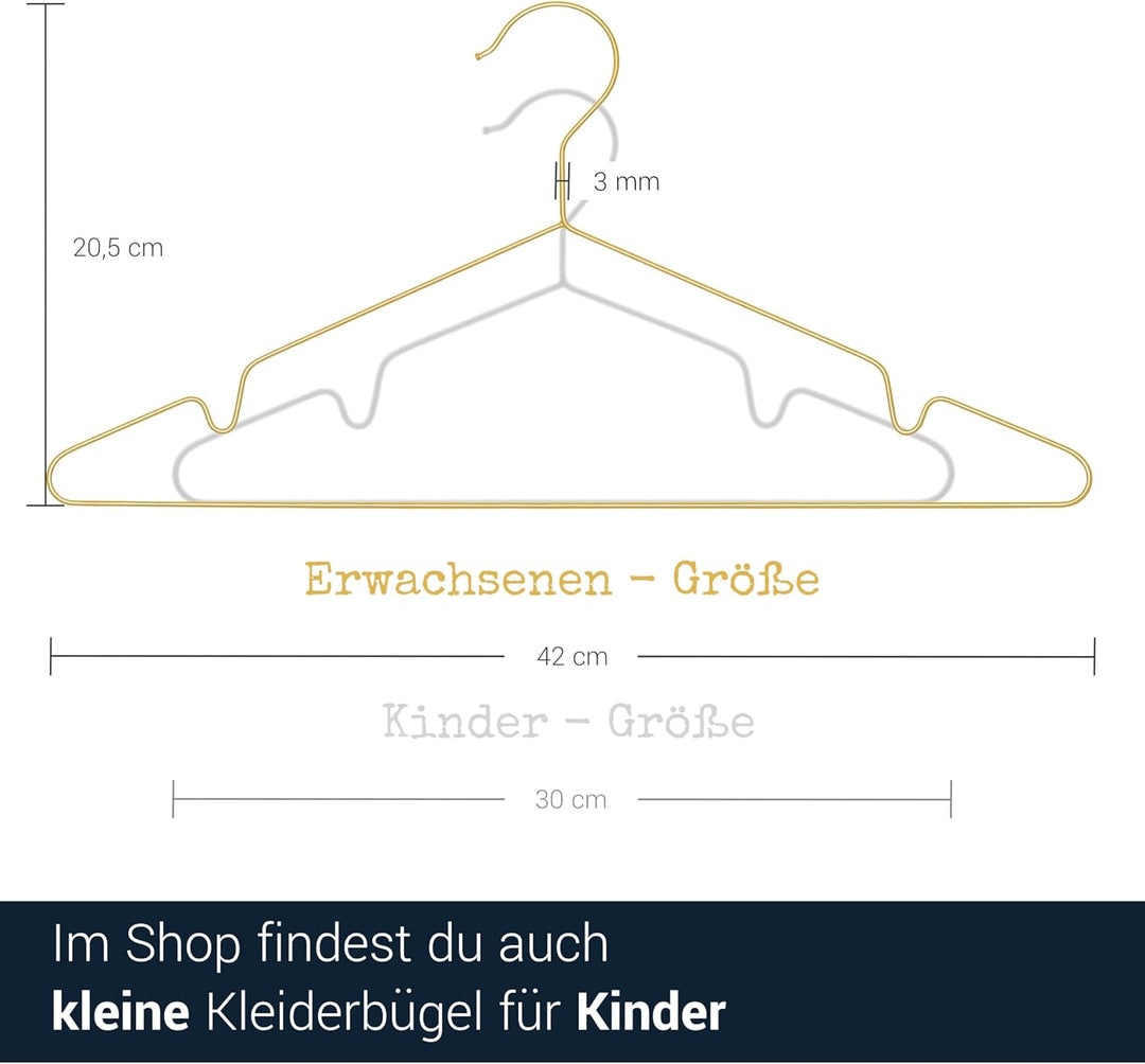 ROW&LINE® – Kleiderbügel Metall (42 cm) – 20 Stück (schwarz matt) – platzsparende Kleiderbügel für E