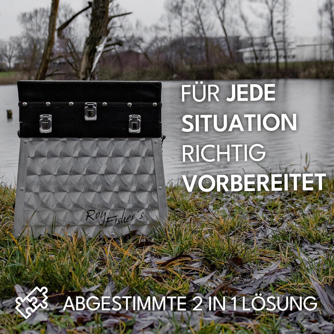 Roy Fishers Sitzkiepe mit 2 Laden/Angelkiste, Angelkoffer, Sitzbox, Angelbox, Angelsitz, Angeln 2-la