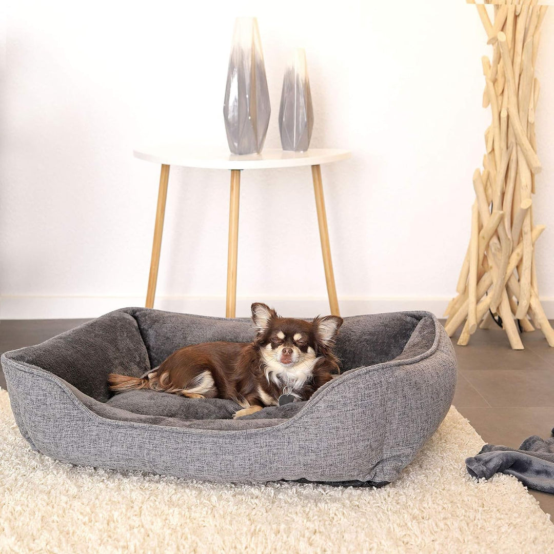 lionto Hundebett meliert Hundekissen Hundekörbchen Bezug abnehmbar, (S) 75x60 cm grau L 75 x B 60 x